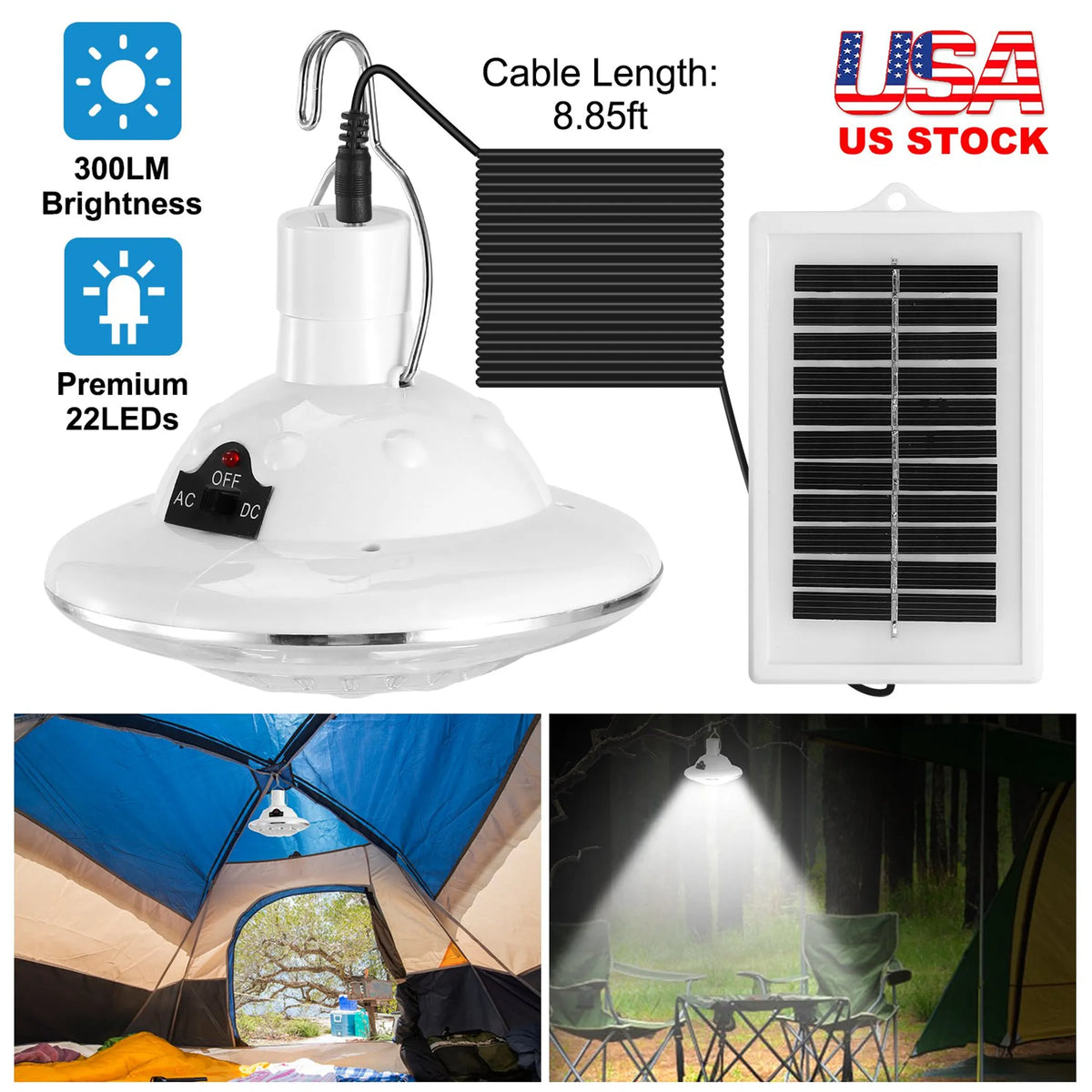 Solar Camping Light Hanging LED Bulb Lamp